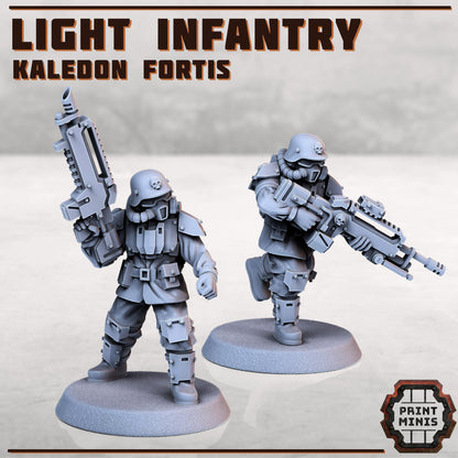 Light Infantry - Kaledon Fortis Army, Sci-Fi Space Militia Soldiers by Print Minis