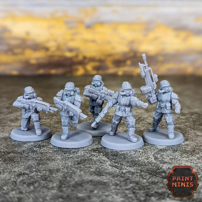 Light Infantry - Kaledon Fortis Army, Sci-Fi Space Militia Soldiers by Print Minis