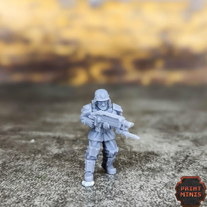 Male Infantry - Kaledon Fortis Army, Sci-Fi Space Militia Soldiers by Print Minis