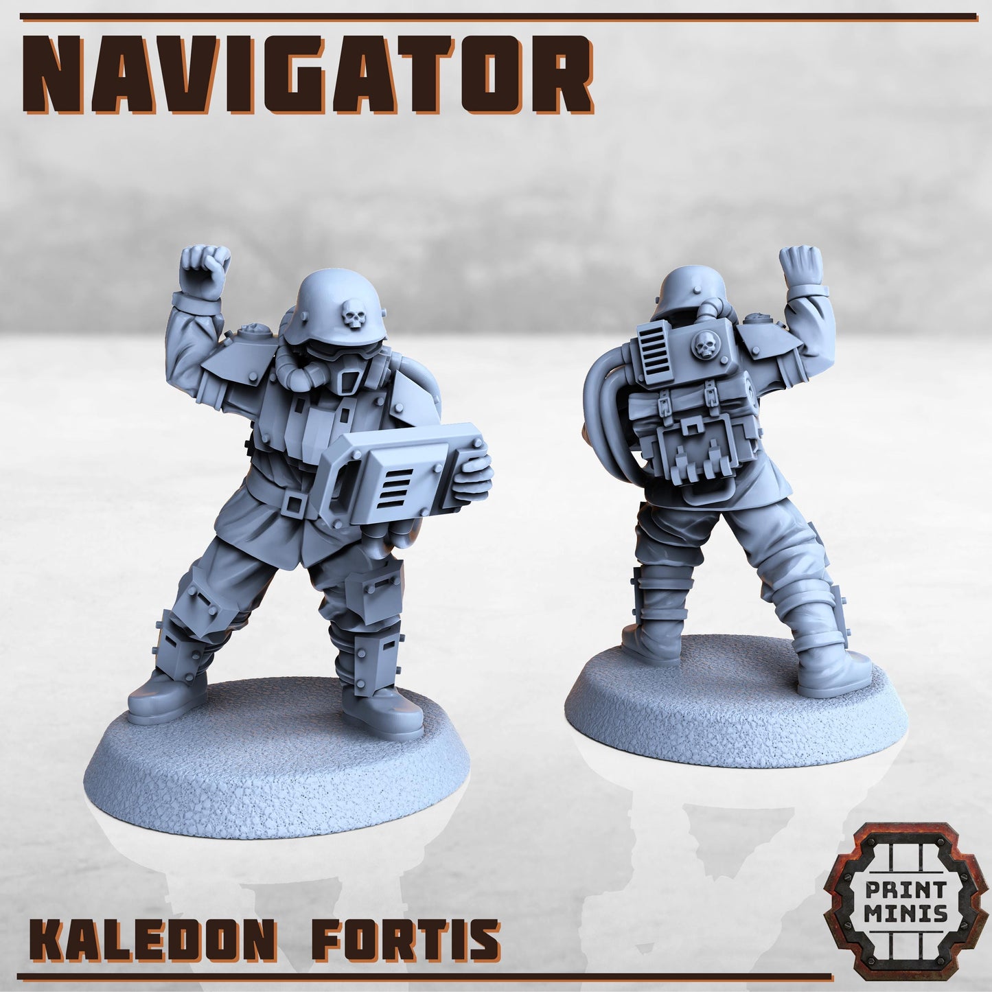 Alternate Command Squad and Attache - Kaledon Fortis Army, Sci-Fi Space Militia Soldiers by Print Minis