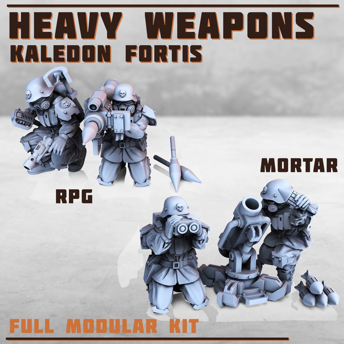 Heavy Weapons Squad - Kaledon Fortis Army, Sci-Fi Space Militia Soldiers by Print Minis