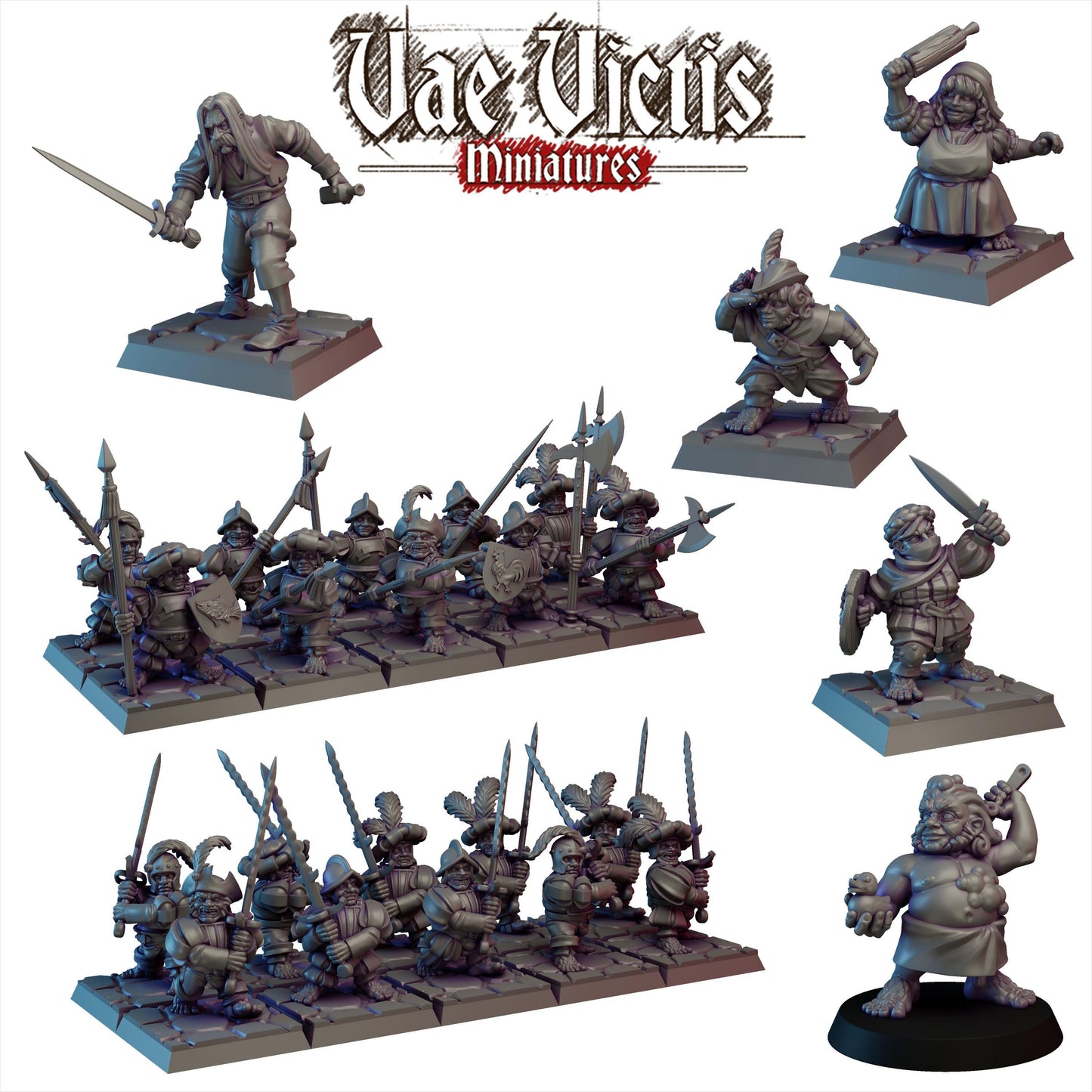 Modular Halfling Miniatures, Bits and Weapon Conversions Fantasy by Vae Victis, perfect for Fantasy Wargames and Tabletop RPGs