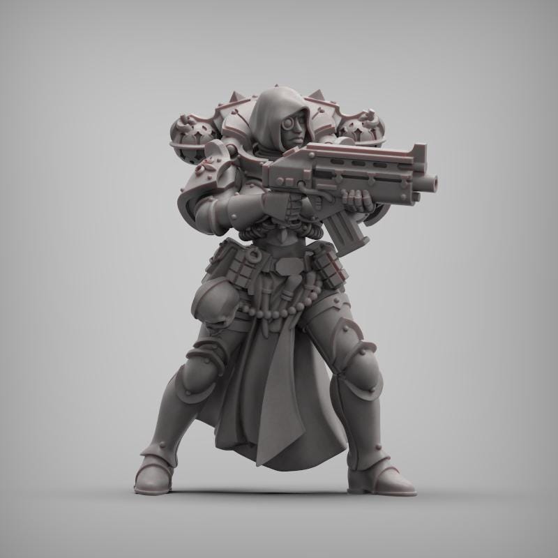 Coven Squad, Battle Sisters Sci-Fi Regiment Miniatures by Reptilian Overlords