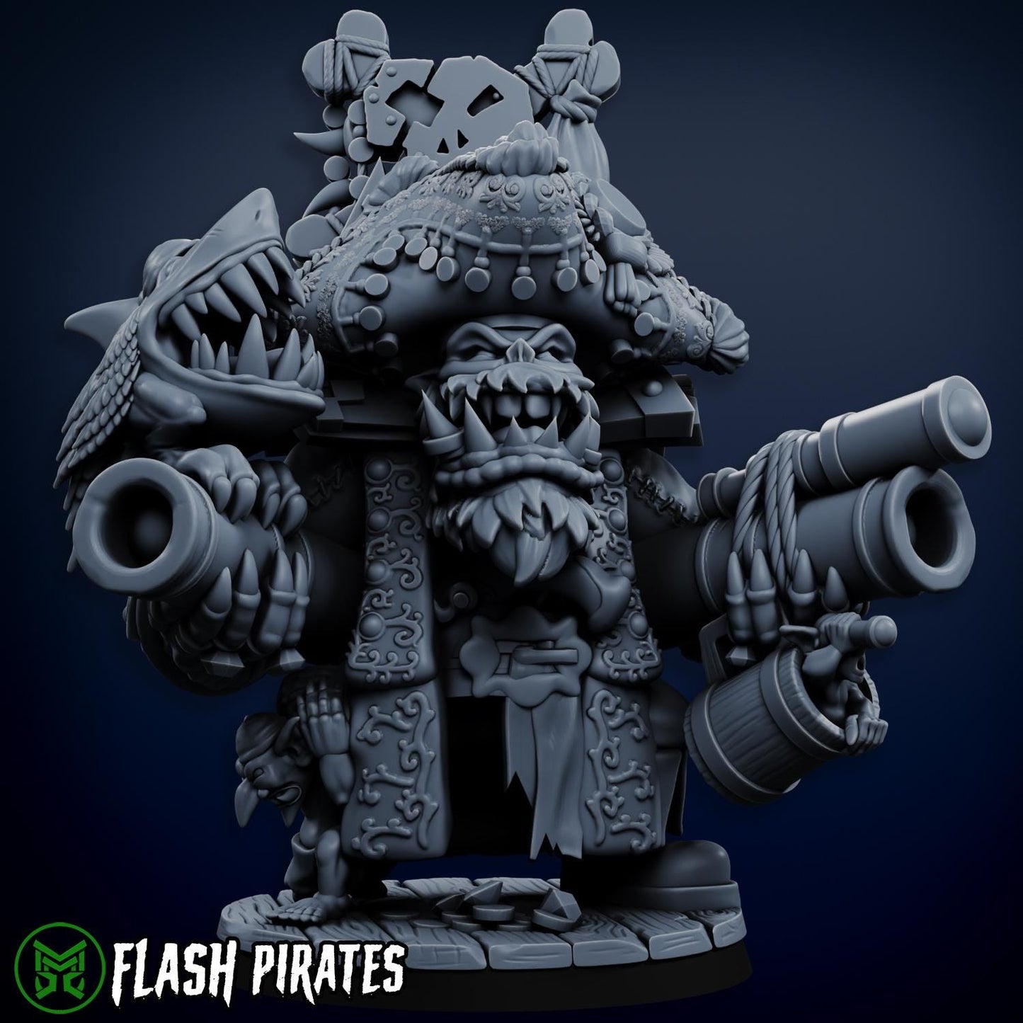 Flashy Captain, Space-Faring Orkish Menace Sculpted by Mekka Miniatures, Grimdark Compatible, Scaled for Sci-Fi Miniature Wargames