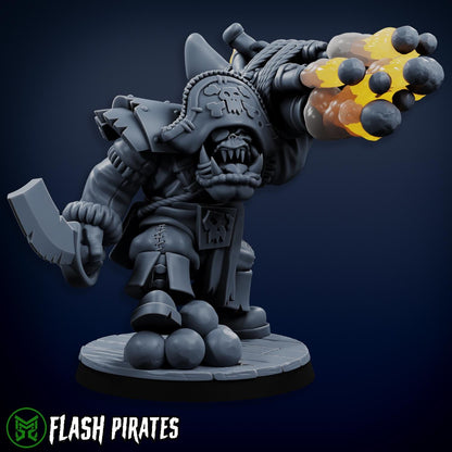 Flashy Captain, Space-Faring Orkish Menace Sculpted by Mekka Miniatures, Grimdark Compatible, Scaled for Sci-Fi Miniature Wargames