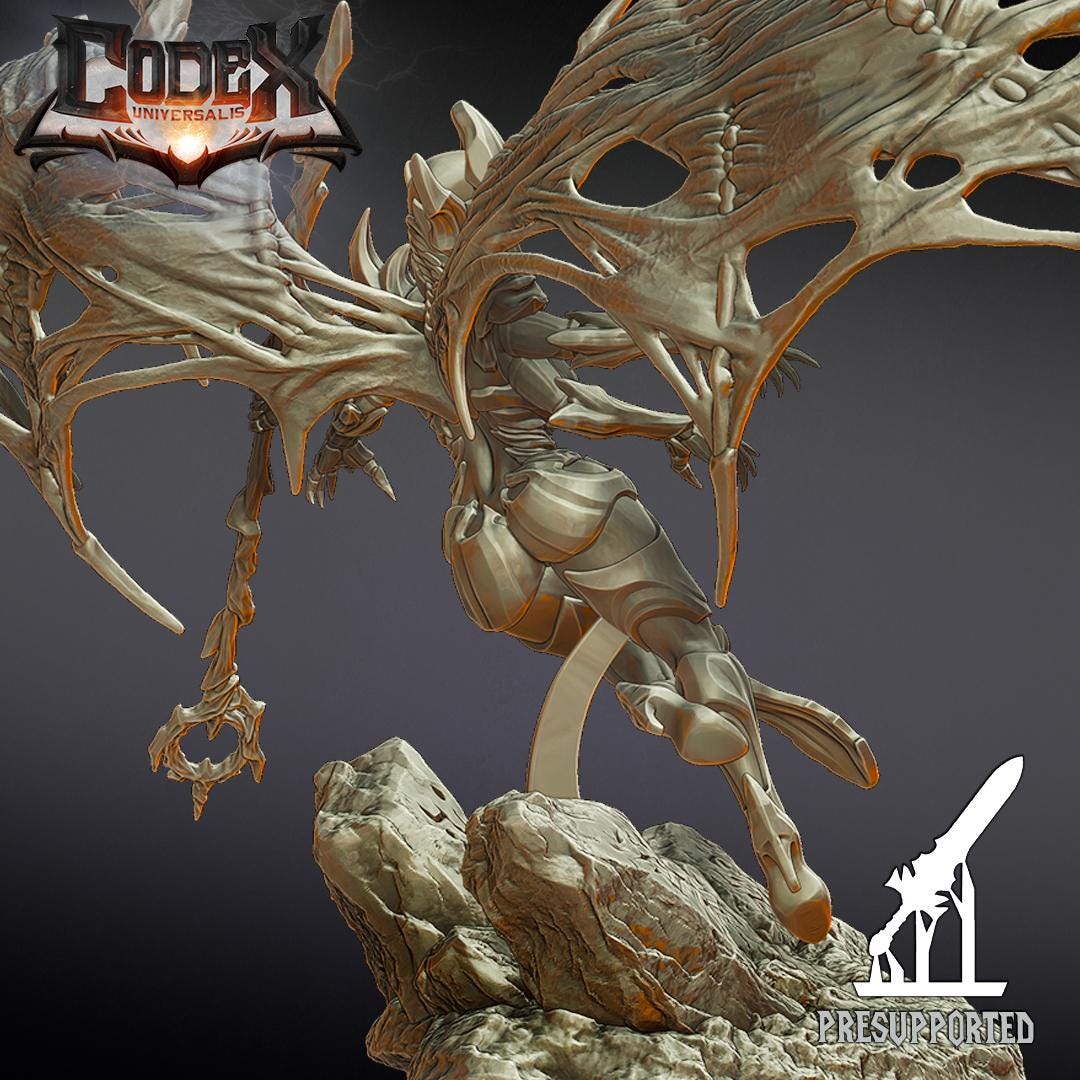 Kharnaxa attacking, Demonic Heroic Miniature for Tabletop Roleplaying games by Codex Universalis