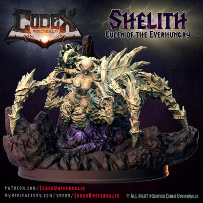 Shelith, Queen of the Everhungry On Scenic Base, Demonic Spider Queen for Tabletop Roleplaying games by Codex Universalis