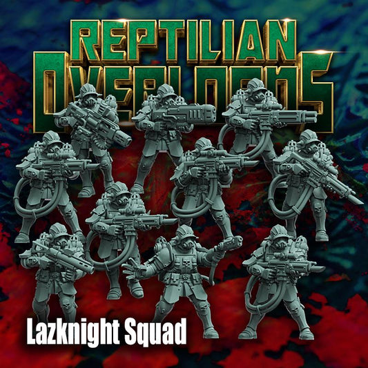 Lazknight Squad, Elite Space Empire Fighting Force, Sci-Fi Wargames Miniatures by Reptilian Overlords, Grimdark Compatible