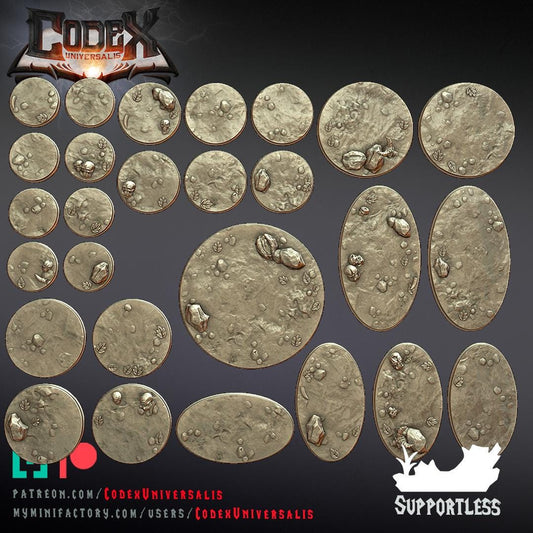 Ground Textured Round and Oval Bases for use in Tabletop Wargames by Codex Universalis
