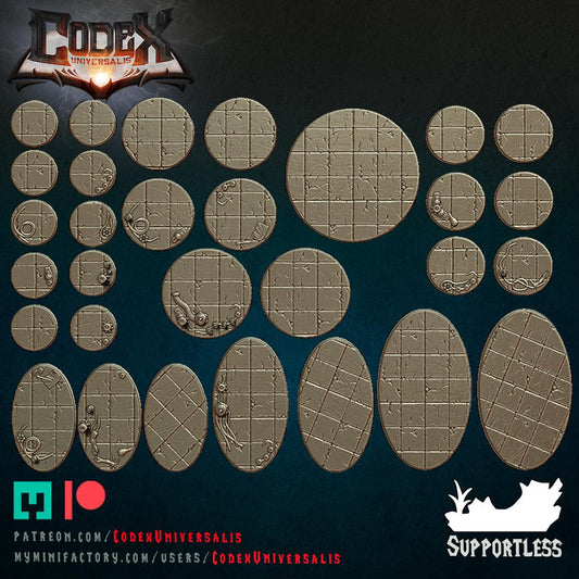 Mechanical Castle Round and Oval Bases for use in Tabletop Wargames by Codex Universalis