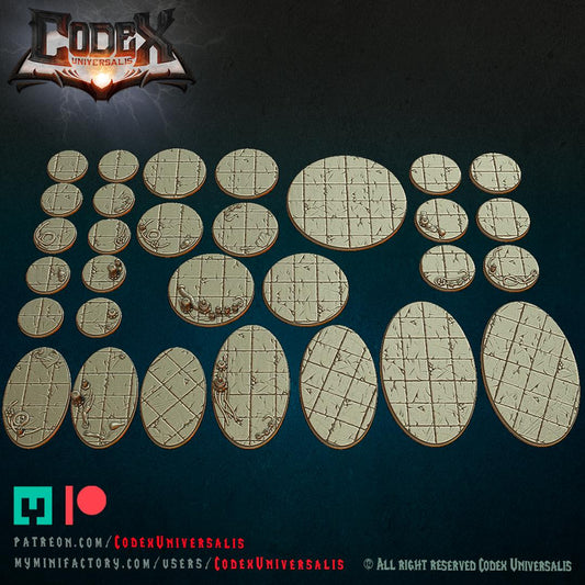 Mechanical Castle Round and Oval Bases for use in Tabletop Wargames by Codex Universalis
