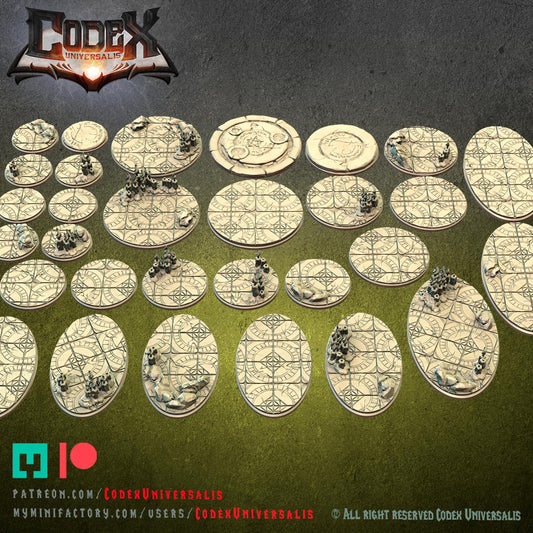 Cursed Temple Round and Oval Bases for use in Tabletop Wargames by Codex Universalis