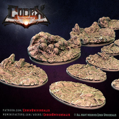 Spider Lair Round and Oval Bases for use in Tabletop Wargames by Codex Universalis