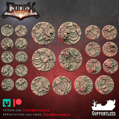 Stone and Lava Round and Oval Bases for use in Tabletop Wargames by Codex Universalis