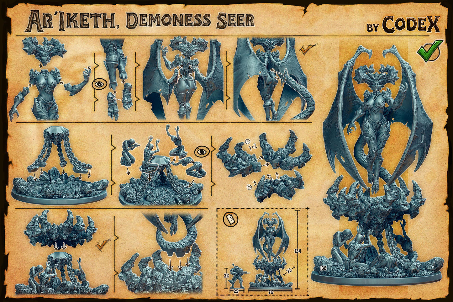 Ar'Iketh, Demoness Seer, Demonic Heroic Lady for Tabletop Roleplaying games by Codex Universalis