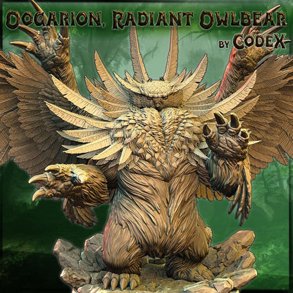 Oogarion, Radiant Owlbear, Forest Monster Miniature for Tabletop Roleplaying games by Codex Universalis