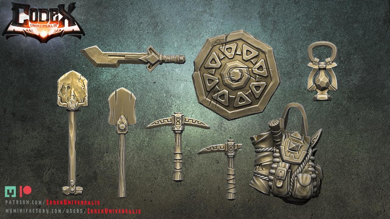 Skaldarg Miner Dwarf Company, Dwarf Miner Hero Miniatures for Tabletop Roleplaying games by Codex Universalis