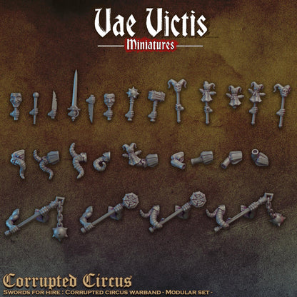 Corrupted Circus Miniatures, Bits and Weapon Conversions Fantasy by Vae Victis, perfect for Fantasy tabletop Wargames