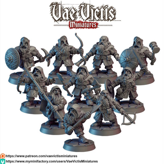 Modular Hill Dwarves, Miniatures, Bits and Weapon Conversions Fantasy by Vae Victis, perfect for Fantasy tabletop Wargames