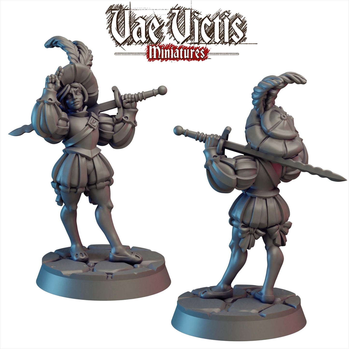 Landsknecht Girl, Cursed City Mercenary, Mercenary Miniatures by Vae Victis, perfect for Fantasy Wargames and Tabletop RPGs