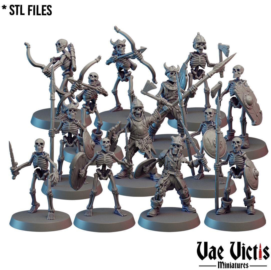 Skeleton Warband, Adventurers and Mercenaries by Vae Victis, perfect for Fantasy Wargames and Tabletop RPGs