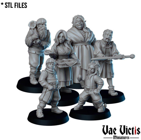 The Townfolks, Adventurers, Civilians and Mercenaries by Vae Victis, perfect for Fantasy Wargames and Tabletop RPGs