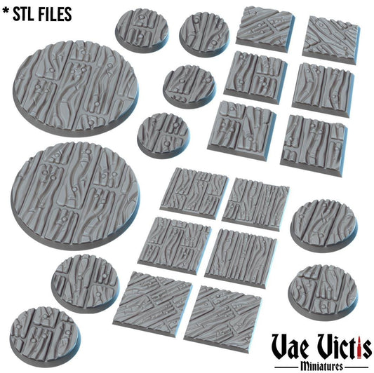 Wood Floor Round and Square Bases for use in Tabletop Wargames by Vae Victis