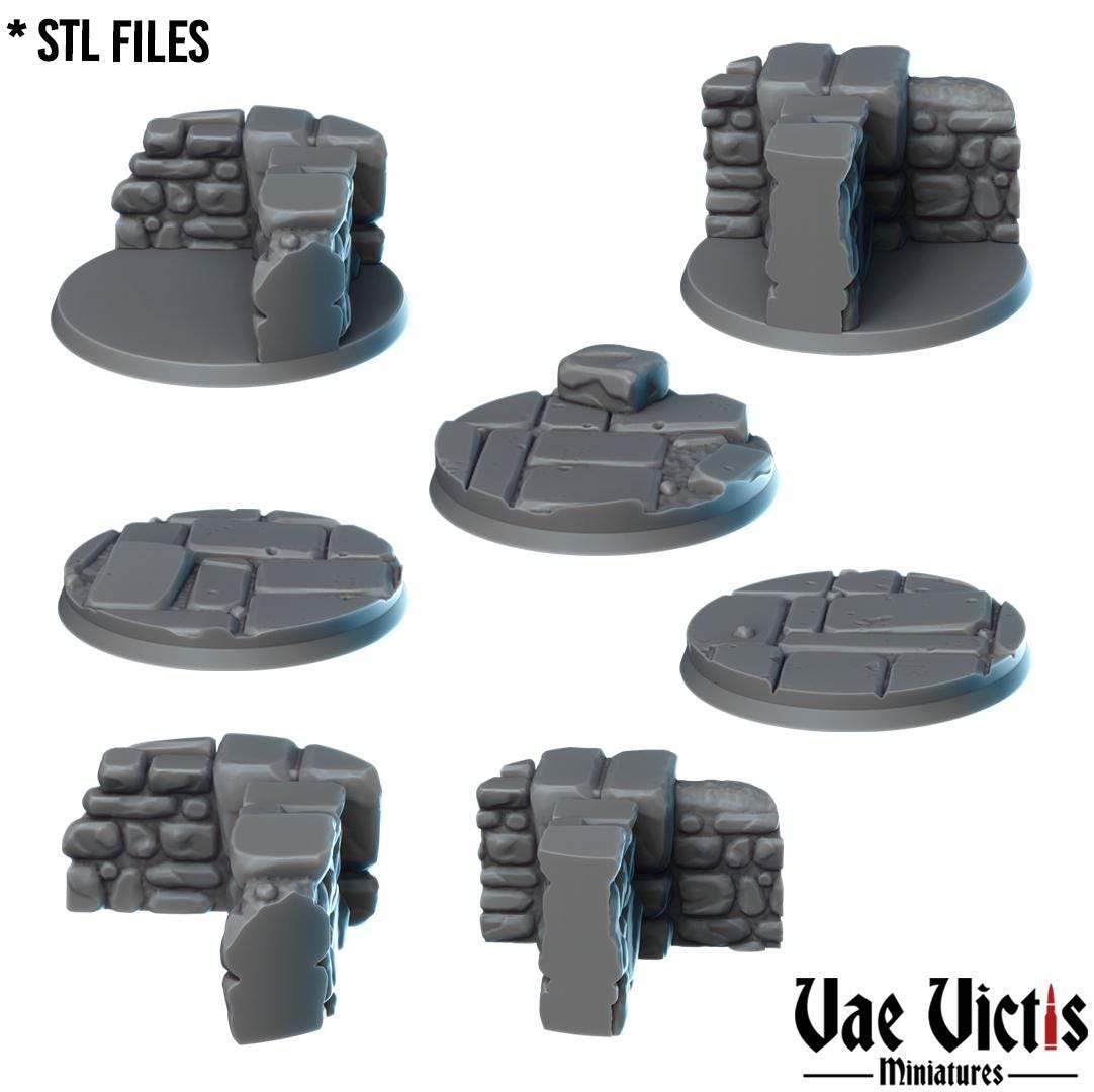 Stone Floors Round and Square Bases for use in Tabletop Wargames by Vae Victis