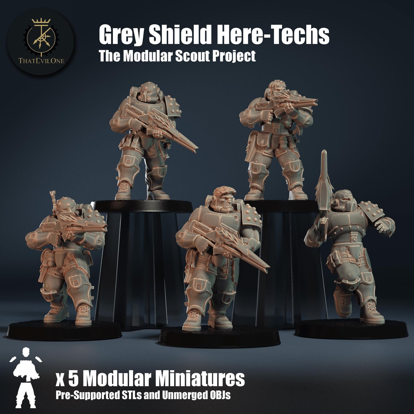 Modular Scout Here-techs, Modular Sci-Fi warriors by ThatEvilOne, Sci-Fi Wargames Proxy
