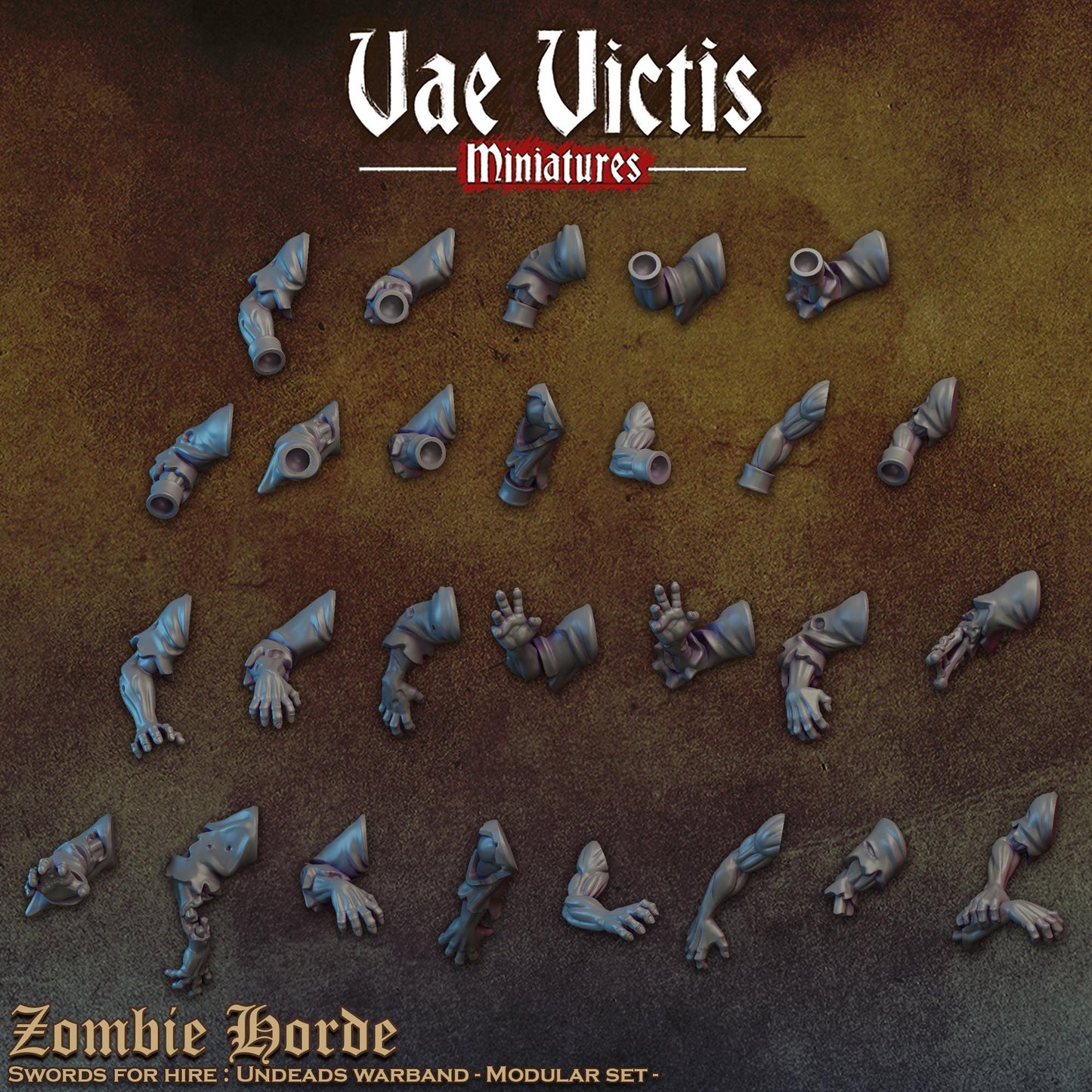 Zombie Horde Warband, Undead Henchmen and Undead Hunters,Fantasy Miniatures by Vae Victis, perfect for Fantasy Wargames and RPGs