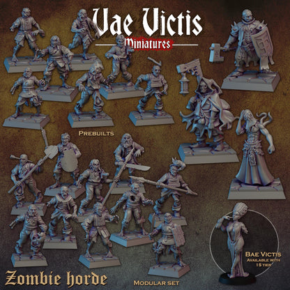 Zombie Horde Warband, Undead Henchmen and Undead Hunters,Fantasy Miniatures by Vae Victis, perfect for Fantasy Wargames and RPGs