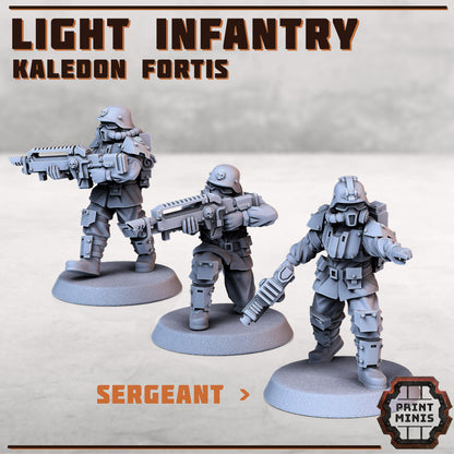 Light Infantry - Kaledon Fortis Army, Sci-Fi Space Militia Soldiers by Print Minis