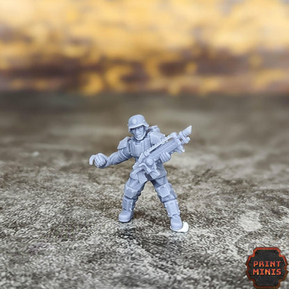 Male Infantry - Kaledon Fortis Army, Sci-Fi Space Militia Soldiers by Print Minis