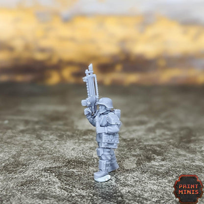 Male Infantry - Kaledon Fortis Army, Sci-Fi Space Militia Soldiers by Print Minis