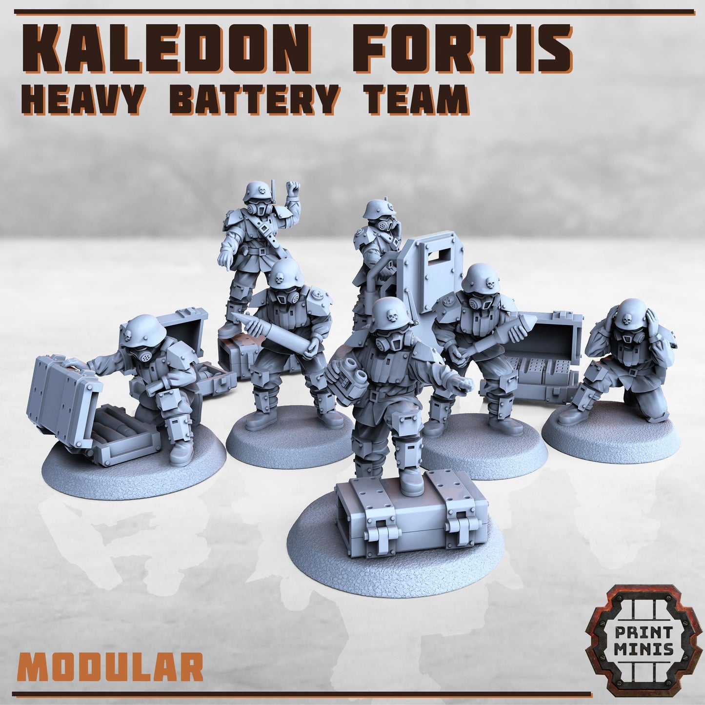 Heavy Battery - Kaledon Fortis Army, Sci-Fi Space Militia Soldiers by Print Minis