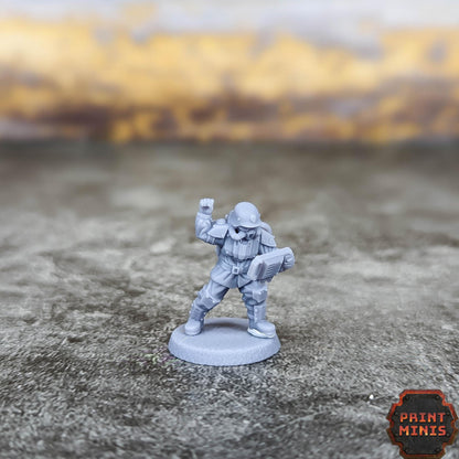 Alternate Command Squad and Attache - Kaledon Fortis Army, Sci-Fi Space Militia Soldiers by Print Minis