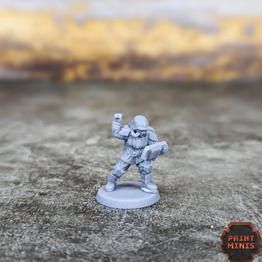 Alternate Command Squad and Attache - Kaledon Fortis Army, Sci-Fi Space Militia Soldiers by Print Minis