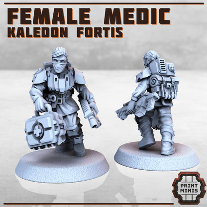 Alternate Command Squad and Attache - Kaledon Fortis Army, Sci-Fi Space Militia Soldiers by Print Minis