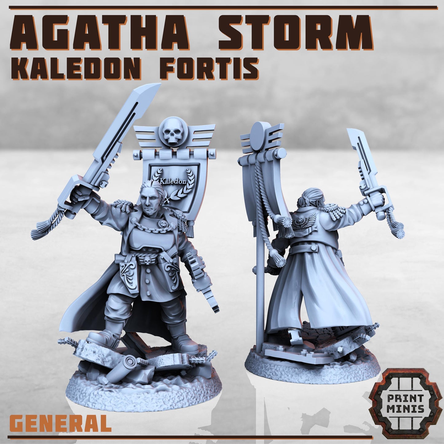 Agatha Storm - Kaledon Fortis General, Sci-Fi Space Militia Soldiers by Print Minis