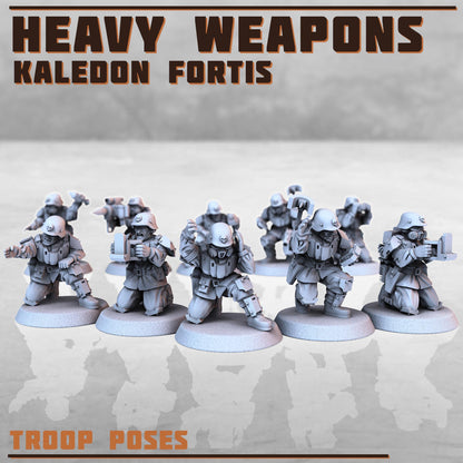 Heavy Weapons Squad - Kaledon Fortis Army, Sci-Fi Space Militia Soldiers by Print Minis