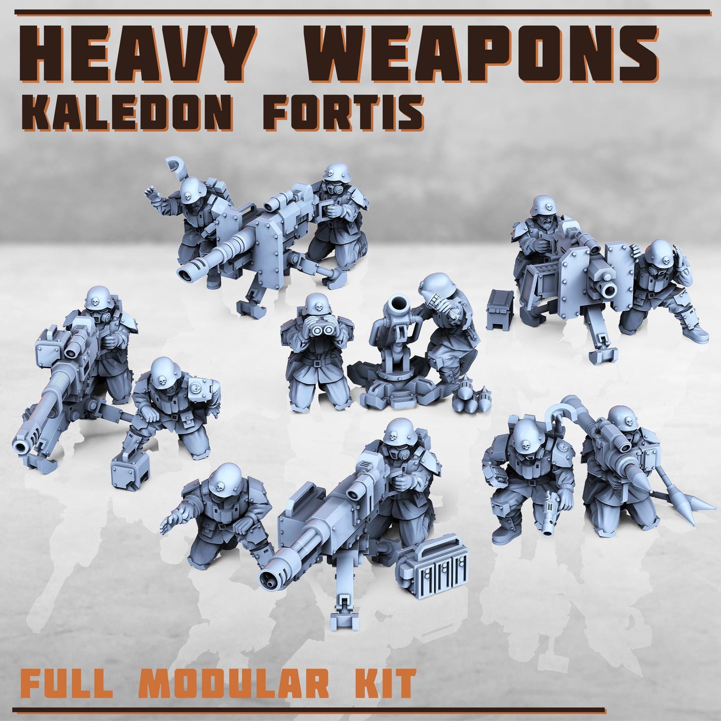 Heavy Weapons Squad - Kaledon Fortis Army, Sci-Fi Space Militia Soldiers by Print Minis