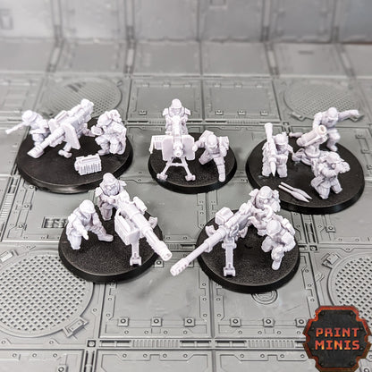 Heavy Weapons Squad - Kaledon Fortis Army, Sci-Fi Space Militia Soldiers by Print Minis