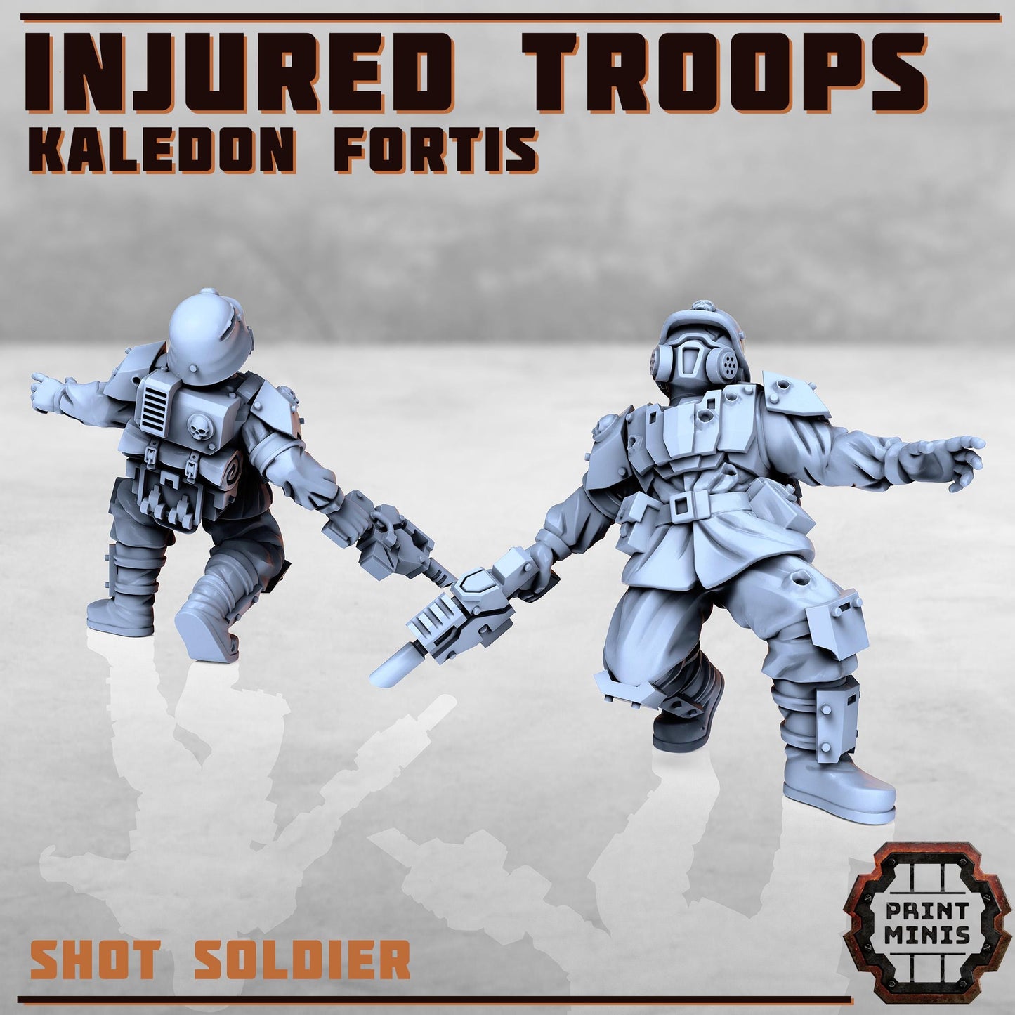 Injured Soldiers - Kaledon Fortis Army, Sci-Fi Space Militia Soldiers by Print Minis