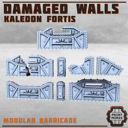 Barricade Wall Defence Line - Kaledon Fortis Army, Sci-Fi Space Militia Soldiers by Print Minis
