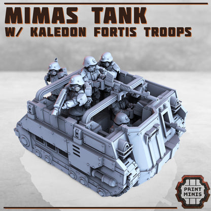 Mimas Tank - Troop Carrier & Heavy Armour - Kaledon Fortis Army, Sci-Fi Space Militia Soldiers by Print Minis