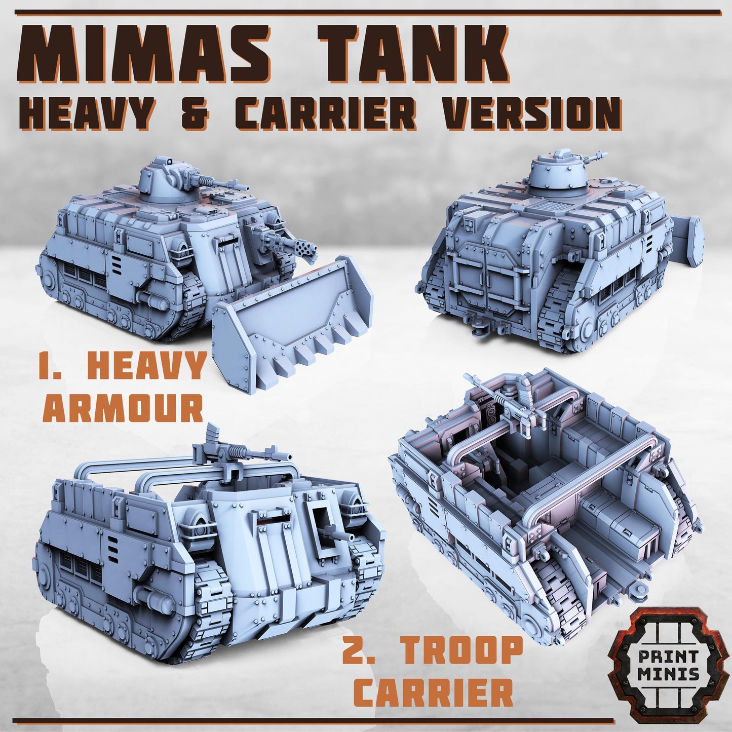Mimas Tank - Troop Carrier & Heavy Armour - Kaledon Fortis Army, Sci-Fi Space Militia Soldiers by Print Minis