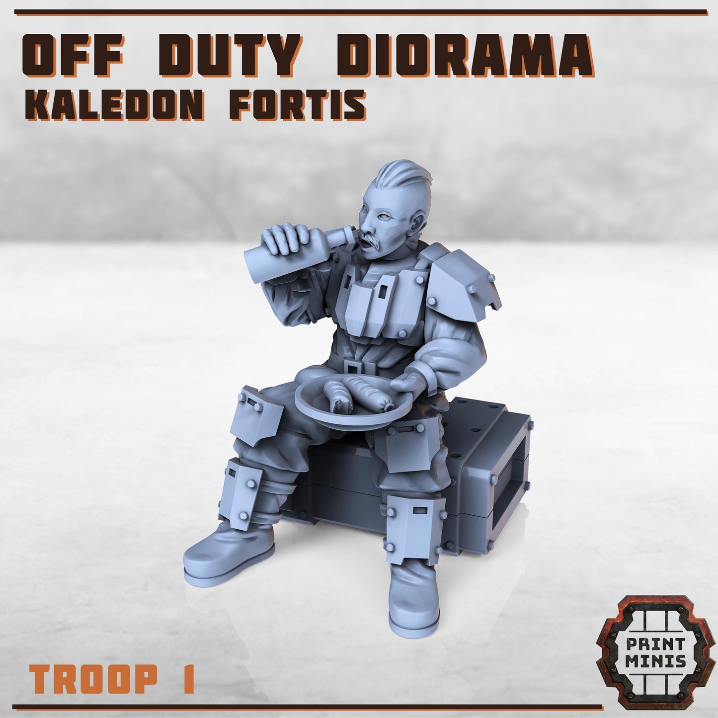 Off Duty Diorama - Kaledon Fortis Army, Sci-Fi Space Militia Soldiers by Print Minis