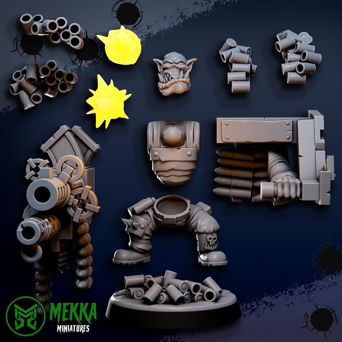 Orc Lootaz, Space-Faring Orkish Menace Sculpted by Mekka Miniatures, Grimdark Compatible, Sci-Fi Wargame Scale