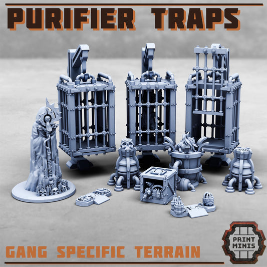 The Purifier Gang Traps - Sci-Fi Grimdark City Skirmish Warfare Purifier Mercenaries by Print Minis
