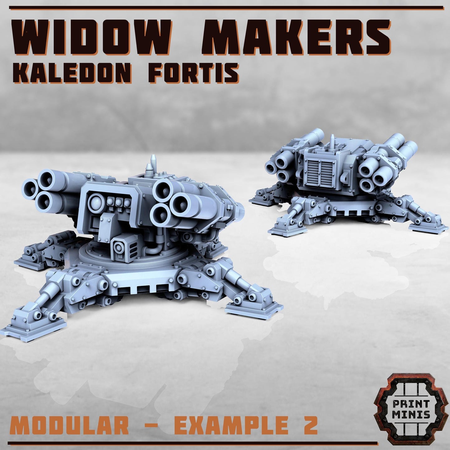 Widow Makers Sentry Guns - Kaledon Fortis Army, Sci-Fi Space Militia Soldiers by Print Minis